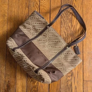 Coach Vintage shoulder bag ticket logo tote medium size brown purse y2k - Picture 1 of 8