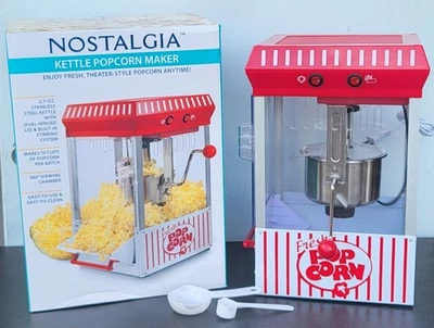 Nostalgia 10 tazas hervidor de mesa para hacer palomitas de maíz - rojo y blanco Foto 1 de 4