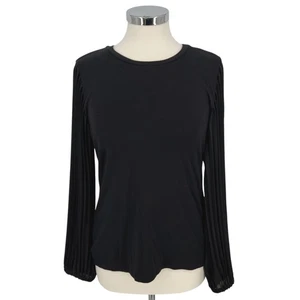 T Tahari Pleated Puff Sleeve Blouse Black Size Small - Picture 1 of 12