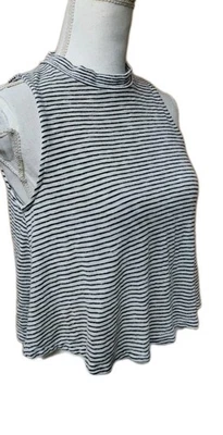 Alya Women's Sleeveless Striped Crop Top Size Medium Multicolor Mock Neck  - Image 1 of 4