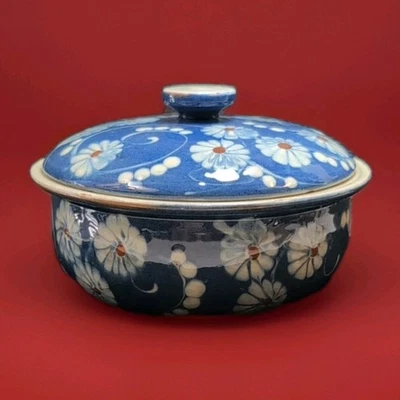 Dinamarca HAK Pottery Kahler Margeuritte azul margarita azucarero grande/tapa 6 pulgadas Foto 1 de 4