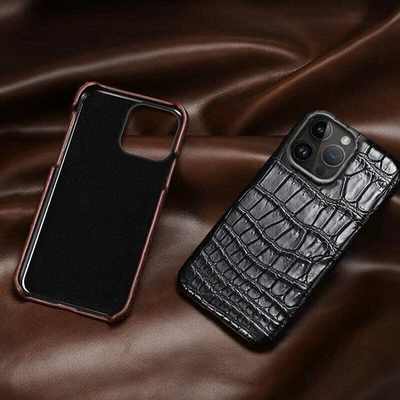 IPhone 15 Pro Max Crocodile Belly Skin Cover Real Alligator Abdomen Leather Case - Image 1 of 4