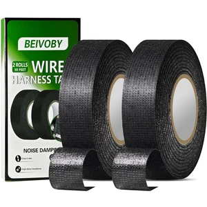 2 Rolls Automotive Wire Harness Tape, 50 Feet, High Temp Self-Adhesive Cloth Ele - Picture 1 of 6