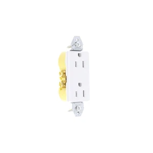 Hubbell RRD15KWTR White 15A Tamper Resistant Decorator Receptacle Outlet No Ears - Picture 1 of 5