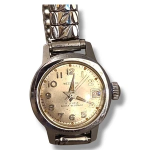 Vintage Westclox 17 Jewel mechanische Damenuhr zum Aufziehen Uhrzeit Datum funktioniert - Bild 1 von 18