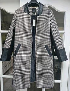 Abrigo de mujer River Island blanco y negro a cuadros talla 12 - Imagen 1 de 6