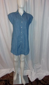 OLD NAVY Women's Blue Jean Button Front Chambray Shirt Dress W/Pocket SIZE S - Picture 1 of 4