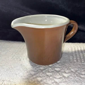 Brown White Creamer 3.5” Handle Pottery Stoneware Ceramic Speckled Vintage  - Picture 1 of 8