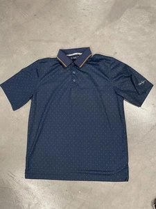 WALTER HAGEN 11 MAJORS GOLF POLO SHIRT MENS LG NAVY BLUE DIAMOND PATTERN - Picture 1 of 11