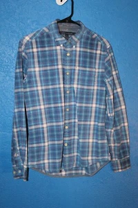 Tommy Hilfiger Shirt Mens Medium Custom Fit blue Plaid Long Sleeve Button Down - Picture 1 of 6