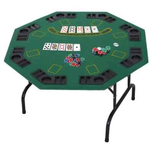 Folding Poker Table 8 Player Games Steel Base With Chip Cup Holder NEW UK - Picture 1 of 12