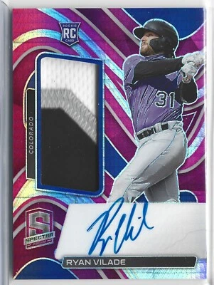 2022 Panini Spectra Prizm 134 Ryan Vilade RC /49 Neon Pink RPA Rookie Patch Auto - Image 1 of 2