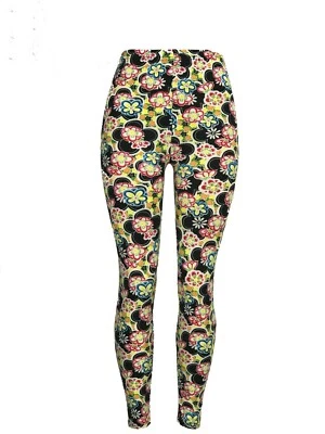 ¡Flores de verano! Talla Única Negro Rojo Azul Amarillo OS Leggings Pantalones Suaves Muerte Foto 1 de 4