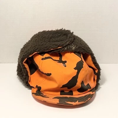 Vintage Columbia Gore-Tex Ear Flap Orange Camo Hat Made in USA S/M / Insulated - Image 1 of 4