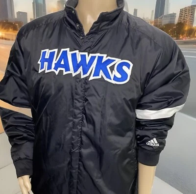 Vintage Atlanta Hawks Adidas Jacket Puffer Bomber Embroidered 90s Men Sz XL RARE - Image 1 of 4