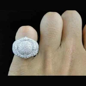 Men's 14k White Gold Plated 3.30 Ct Round Cut Moissanite Engagement Pinky Ring - Picture 1 of 4