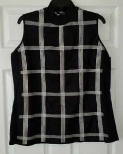 $79 NWT Alfani Womens Black White Mock Neck Sleeveless Sweater Top Plus Size 0X - Picture 1 of 3