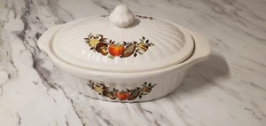 Vintage Stoneware Casserole with Lid Made in Japan Vegetable Harvest - Picture 1 of 4