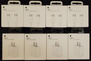 Lot of 8 New! Apple 240W USB-C Woven Cable 2M MYQT3AM/A & 20W Adapter MWVV3AM/A - Picture 1 of 1