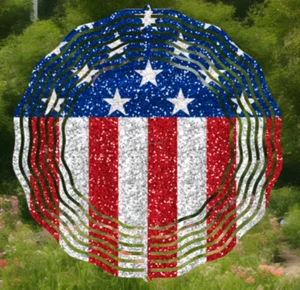 10" American Flag Glitter Wind Spinner Garden Decor Yard Art - Picture 1 of 1