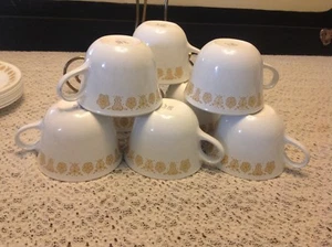 VTG CORELLE LIVINGWARE CORNING 8 PCS BUTTERFLY GOLD COFFEE MUG TEA CUP LOT USA - Picture 1 of 3