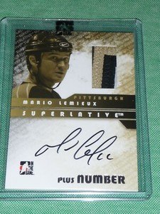 2007-08 ITG Superlative MARIO LEMIEUX AUTO Plus 3CLR NUMBER PATCH 2/9 Signed