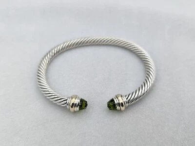 David Yurman Cable Classic Bracelet Peridot & 14K Gold 5mm size Medium - Image 1 of 4