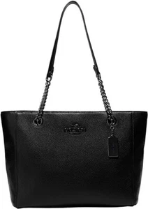 COACH Women's Cammie Leather Chain Tote Refined Pebble Leather, Sophisticated - Picture 1 of 3