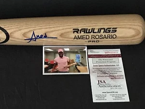 Amed Rosario Yankees Signed Engraved Bat JSA WITNESS COA Blonde , - Picture 1 of 2
