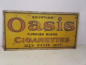 1930's Egyptian Oasis Turkish Blend Cigarette Embossed Advertising Sign 10 Cent - Picture 1 of 13