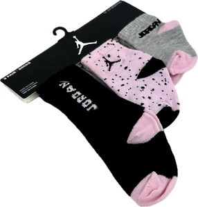 Nike Baby 3 Pk Negro Rosa Multi Altura Algodón Jumpman Jordan Calcetín Conjunto 12-24 MO - Imagen 1 de 1