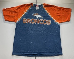 Vintage NFL Denver Broncos Tie Dye Shirt Men’s XL Blue Football Spell Out 90s - Picture 1 of 6