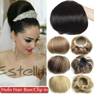 Bridal Buns Clip In bun As Human Chignon Scrunchies Pony tail Fake Hair Pieces - Picture 1 of 23