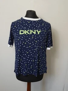 DKNY Damen Pyjama blau Sterne Kurzarm Oberteil Größe Large L neu mit Etikett (T510) - Bild 1 von 8