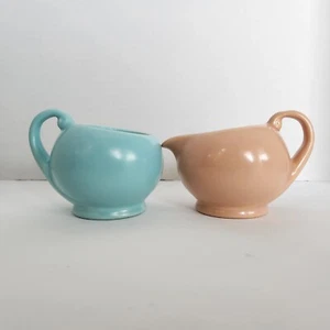 VTG Poppytrail By Metlox Pastel 200 Series Peach/Pink Creamer Blue Sugar c1930 - Picture 1 of 10