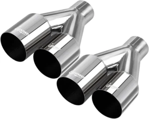 Pair of Dual Exhaust Tips Staggered Single Wall 304 Stainless Steel for ID: 2.5 - Picture 1 of 7