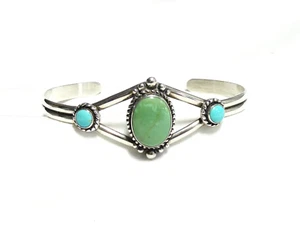 Hallmarked QT Quoc Turquoise Inc Sterling Silver & Turquoise BANGLE - 12.7 g - Picture 1 of 14