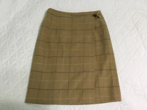 Damen Talbots Wollmischung hellbraun kariert Wickelrock Größe 2 Petites! gefüttert - Bild 1 von 6