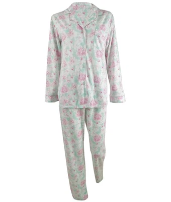 NUEVO Conjunto de pijama grande Miss Elaine para mujer 2 piezas pantalones manga larga florales acogedores $64 Foto 1 de 4