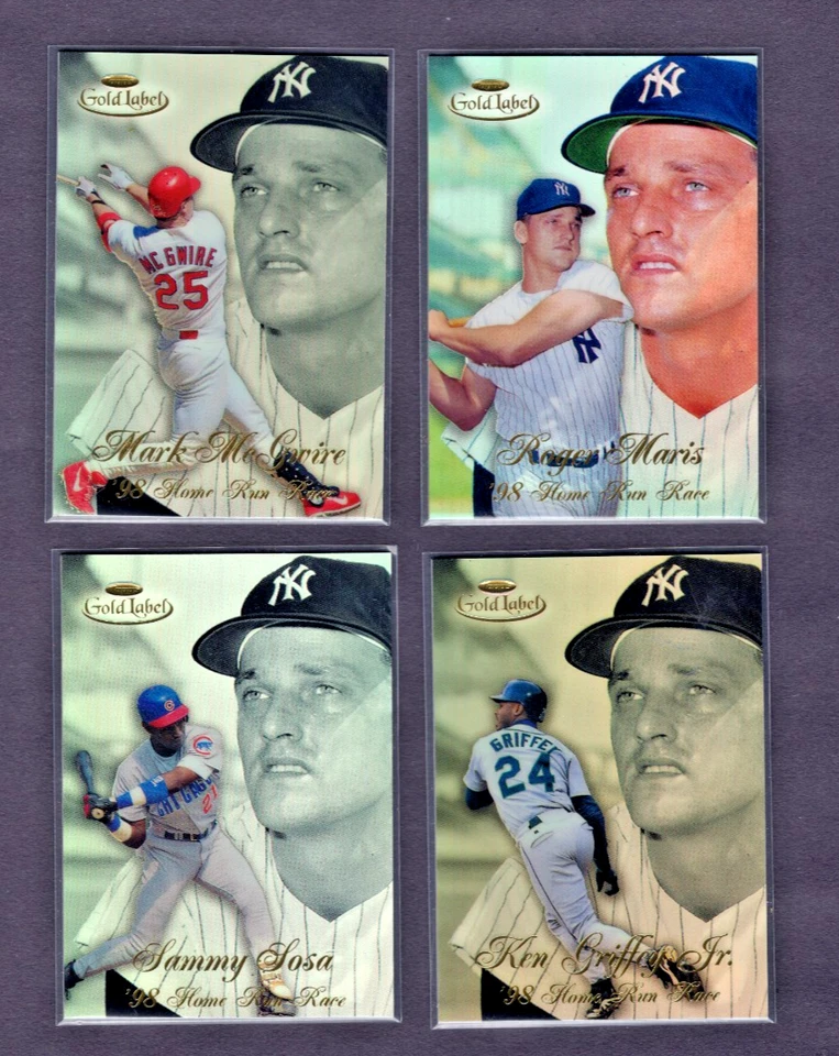 1998 TOPPS GOLD LABEL RACE TO MARIS COMPLETE 4 CARD SET GRIFFEY, MCGWIRE, SOSA - Image 1 of 2