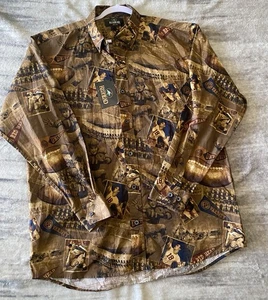 RedHead Herren Varsity All Over Print Football Button Down Shirt Large - Bild 1 von 5