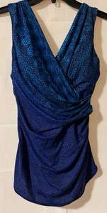 Lands' End Slender Suit Tummy Control Size 8 One-piece Women's Swimsuit Blue - Picture 1 of 10