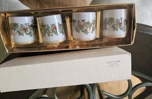 Fitz & Floyd St Nicholas Votive Set 4 Tazze Candele 1978 Giappone NUOVO Vecchio Stock - Foto 1 di 9