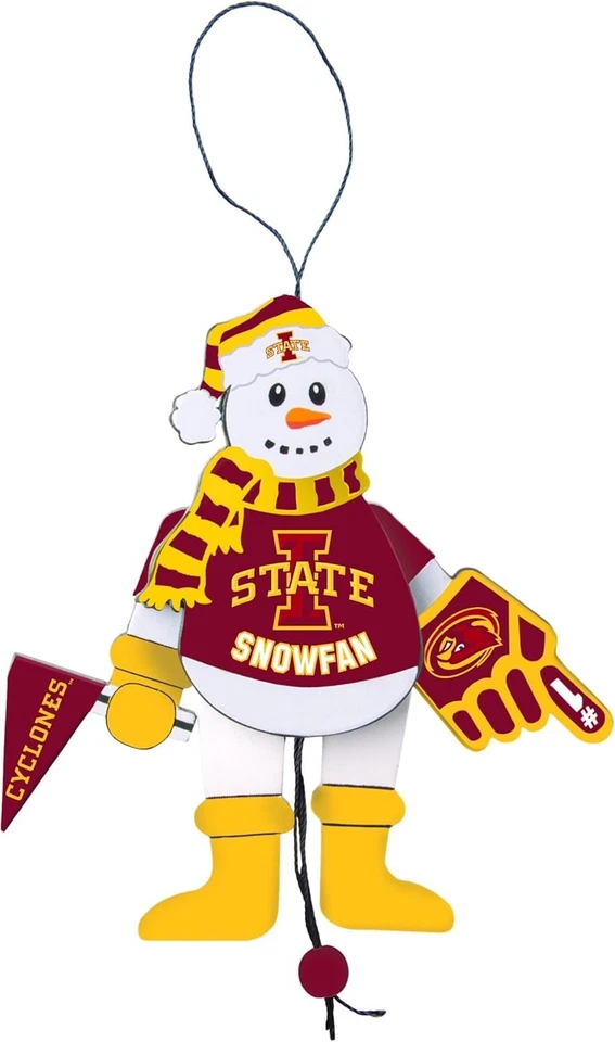 IOWA STATE CYCLONES NCAA BALONCESTO FÚTBOL Madera MUÑECO DE NIEVE Alegría Adorno Foto 1 de 1