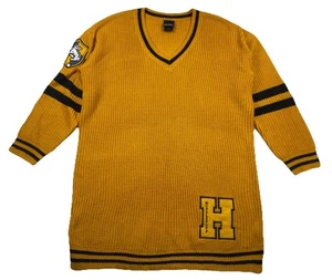 Harry Potter Women’s XL Hufflepuff Crest Knitted Sweater Dress Yellow - Picture 1 of 8