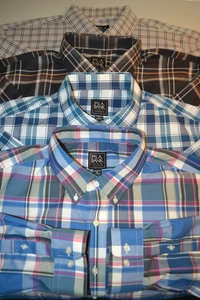 Jos A Bank Men Check Traveler's Button Down Long Sleeve Shirt Sz 2XL (Set of 4) - Picture 1 of 18