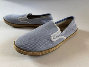 M & S HERREN ESPADRILLES/BOOTSCHUHE ~ CANVAS ~ GRÖSSE 10 ~ BLAU WEISSE GESTREIFT NEU MIT ETIKETT - Bild 1 von 20
