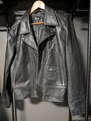 Chaqueta motera de cuero para hombre The Kooples negra mediana Foto 1 de 4