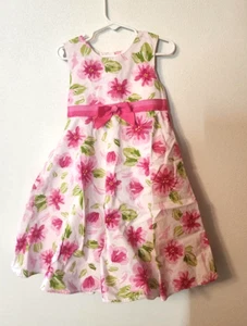 Unbranded Girl's 6 Floral Party Dress Slip Attached Tie In Back EUC K/141 - Picture 1 of 5