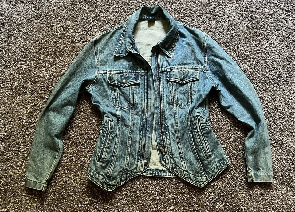 Harley Davidson Embroidered Jacket Women Blue Denim XS Jean By Biker Blues - Image 1 of 4